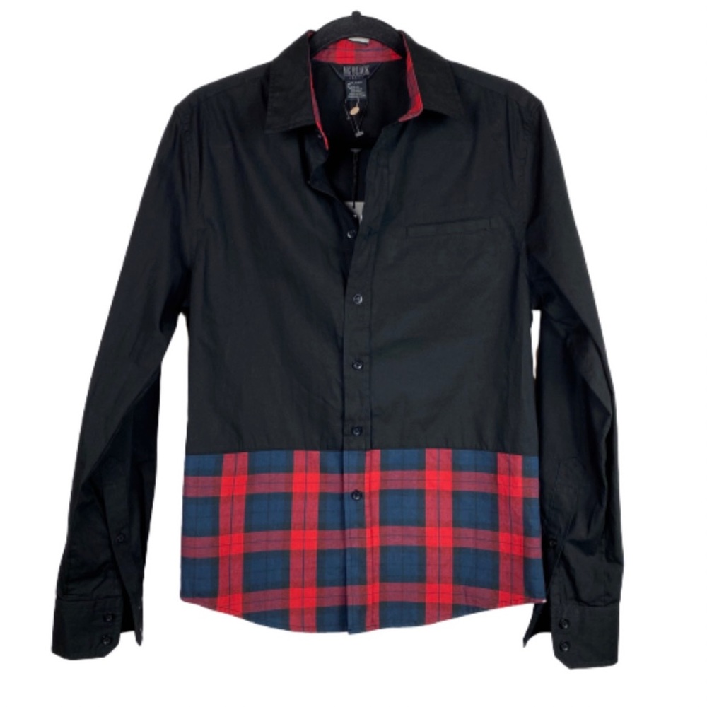 MG Black Label Long Sleeve Black And Plaid Small